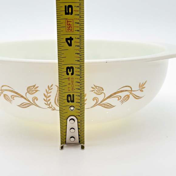 Vintage Pyrex Golden Tulip Casserole Dish #024 2 Qt White Gold No lid 1960s - Picture 14 of 14